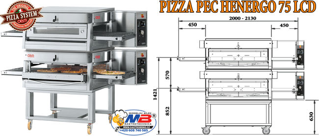 Pizza pec horkovzdušná Henergo 75 LCD dvoupatrová